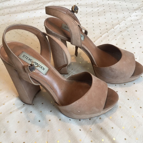 steve madden tan block heels